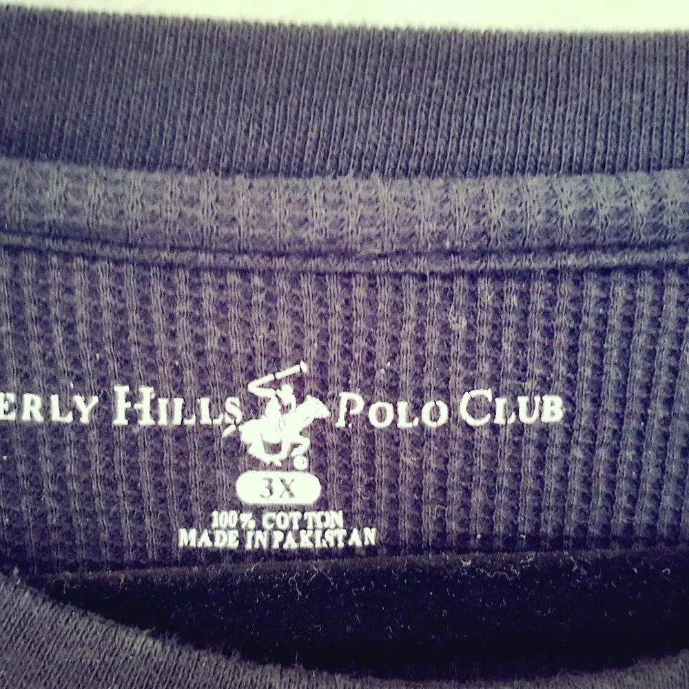 BEVERLY HILLS POLO CLUB Men's Sweatshirt 3X BLACK L/S CREW NECK - Picture 2 of 3